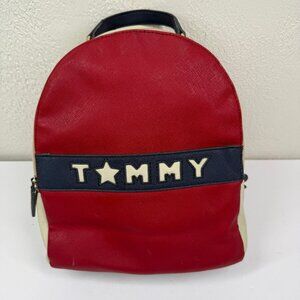 Tommy Hilfiger Mini Backpack Red White Blue Faux Leather Colorblock Logo